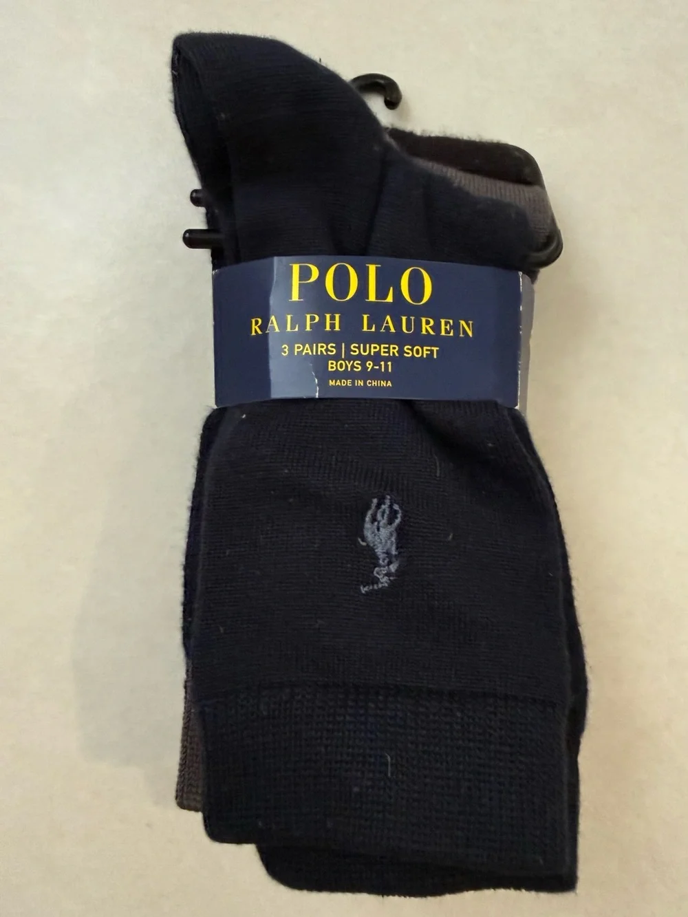 Polo Ralph Lauren Boys 3 Pairs Dress Socks Size 9-11 NWT